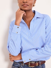 Μπλε με ρίγες - Πουκάμισο Lipsy Poplin με Λαιμόκοψη V - Εικόνα 3 του 4