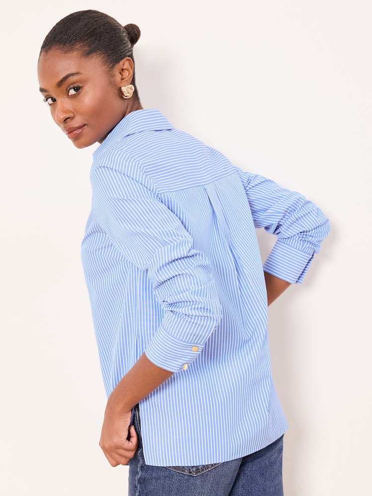 Μπλε με ρίγες - Πουκάμισο Lipsy Poplin με Λαιμόκοψη V - Εικόνα 4 του 4