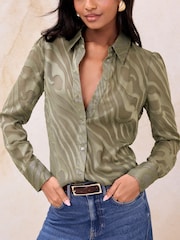 Πράσινο - Lipsy Ντεβορέ Με κουμπιά Shirt - Εικόνα 1 του 4