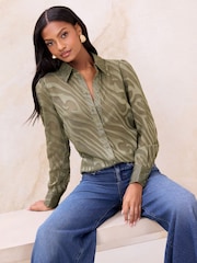 Πράσινο - Lipsy Ντεβορέ Με κουμπιά Shirt - Εικόνα 3 του 4