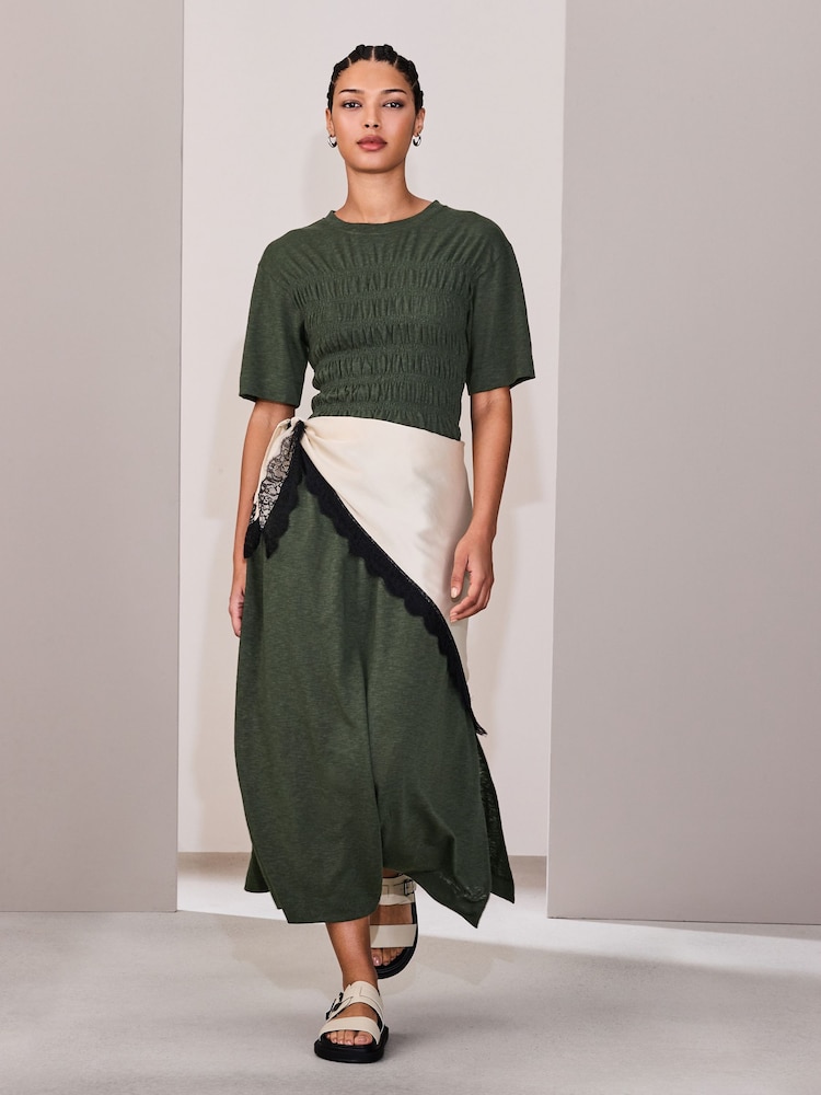 green midi t shirt dress Easygoing T-shirt Midi Dress M / lime