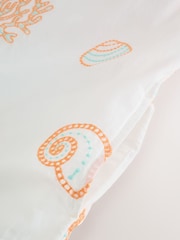 White Cotton Shell Embroidered Shift Mini Dress - Image 9 of 10