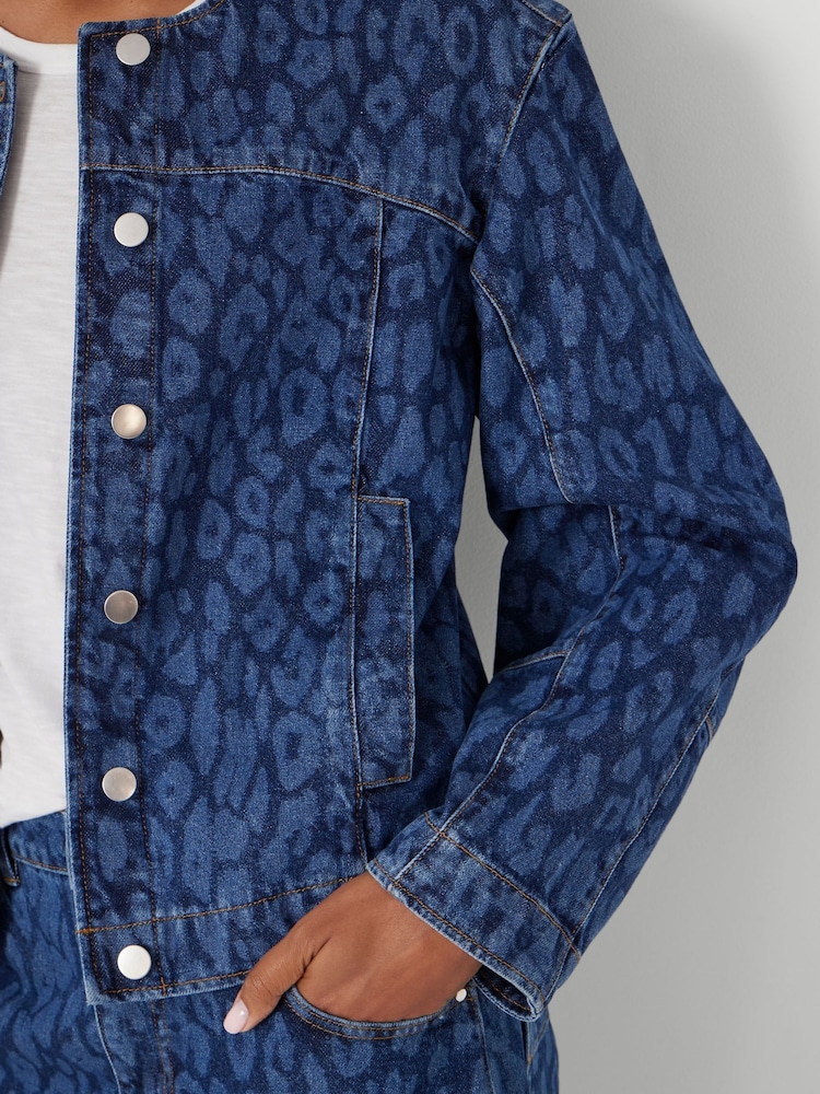Hush Animal Velma Leopard Print Denim Jacket - Image 2 of 3
