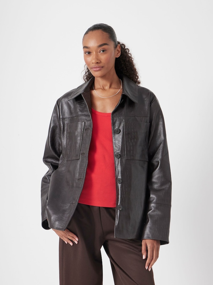Hush Kelly Croc Effect Leather Jacket - Imagen 2 de 6