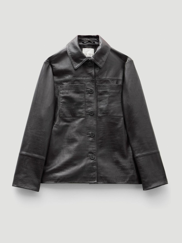Hush Kelly Croc Effect Leather Jacket - Imagen 6 de 6