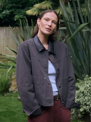 Hush Leather Collar Cropped Jacket - Imagem 1 de 1