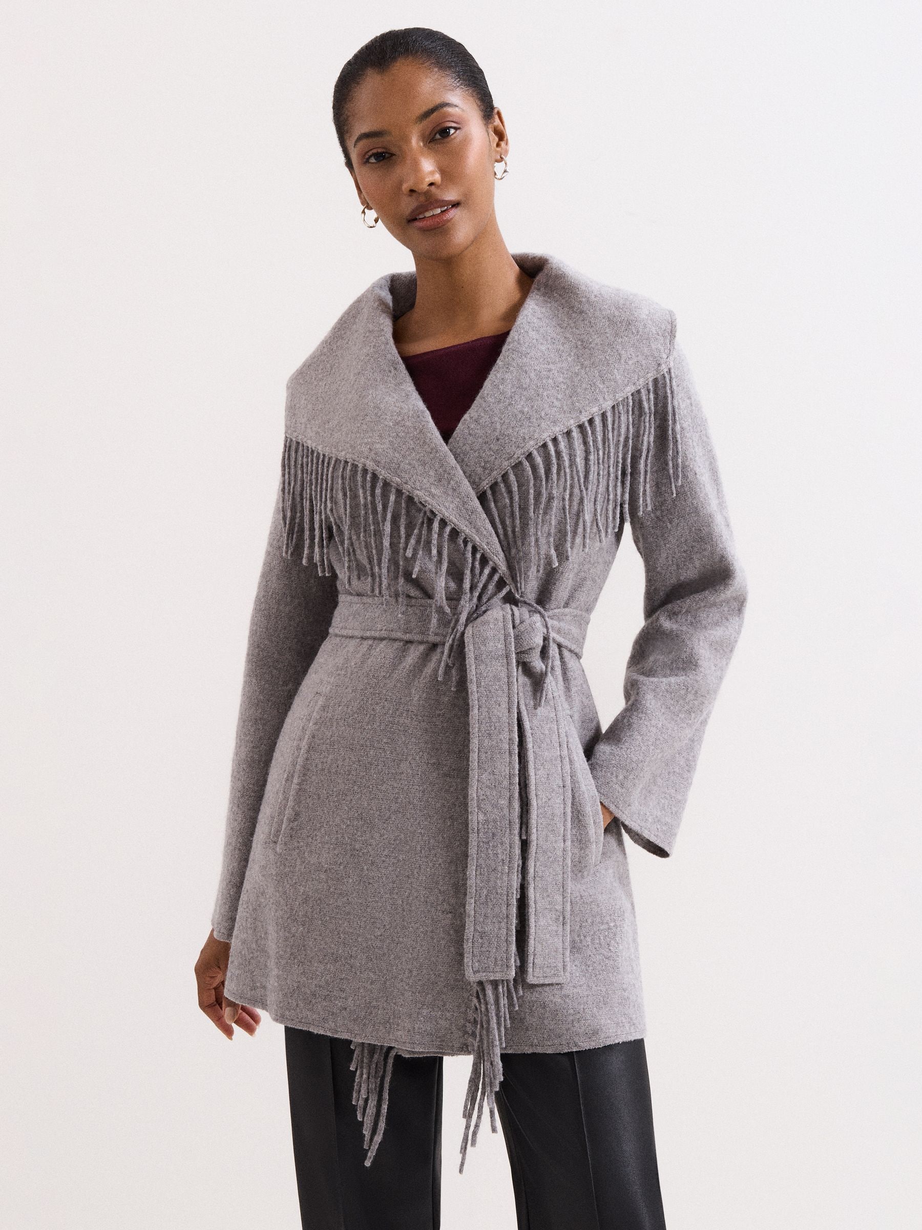 Buy Phase Eight Grey Lisa Tassel Coat from Next USA