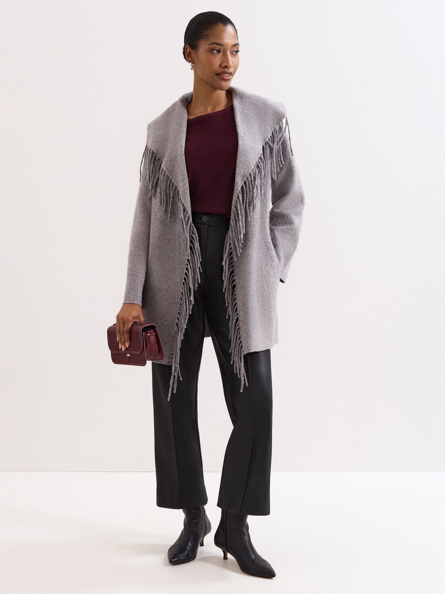 Buy Phase Eight Grey Lisa Tassel Coat from Next USA