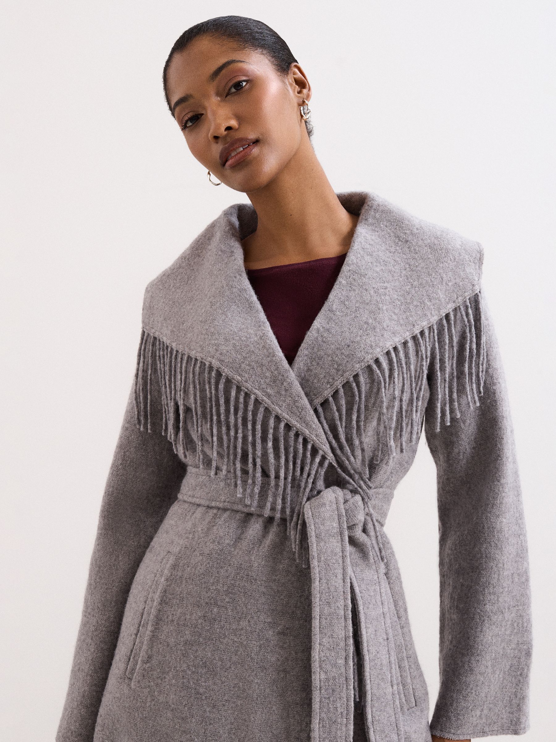 Buy Phase Eight Grey Lisa Tassel Coat from Next USA