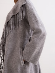 Phase Eight Grey Lisa Tassel Coat - Image 5 of 7