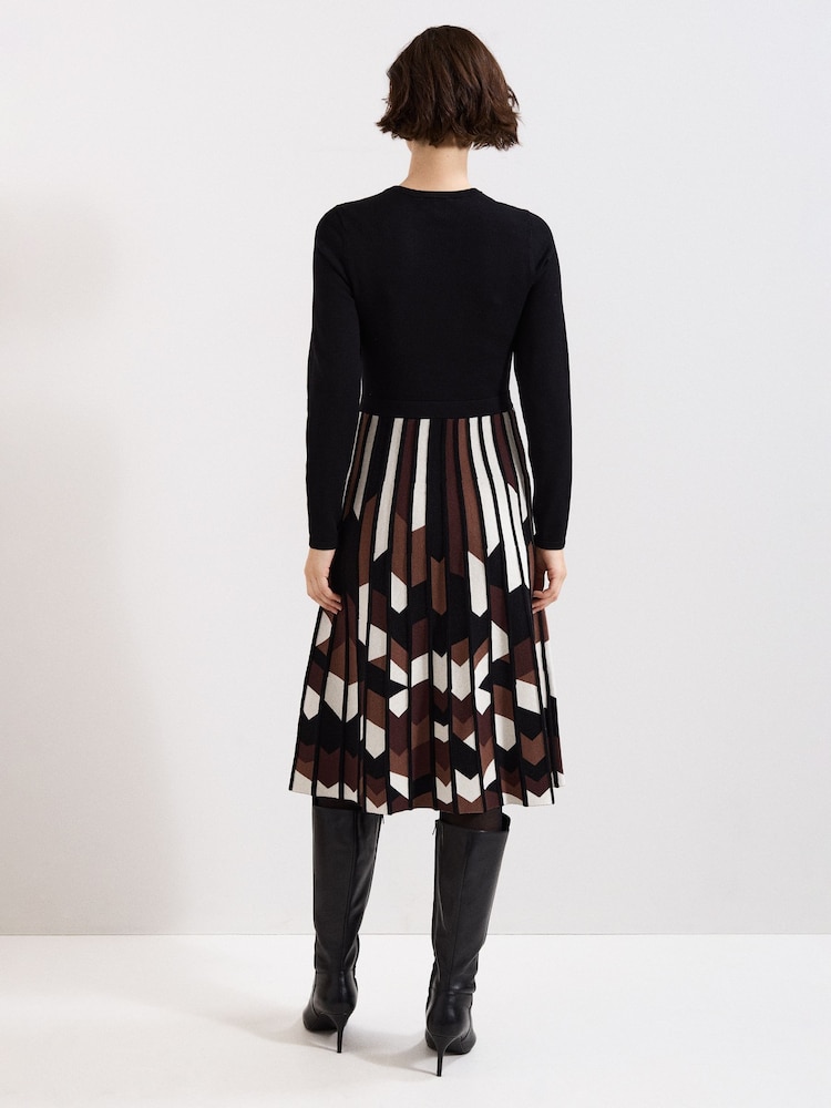 Phase Eight Brown Maci Pleated Dress - Image 2 of 6 Phase Eight Brown Maci Pleated Dress - Image 2 of 6
