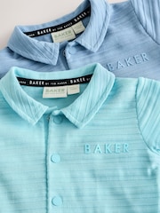 Baker by Ted Baker Textured Blue Rompers 2 Pack - Image 1 of 7