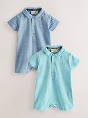 Baker by Ted Baker Textured Blue Rompers 2 Pack - Image 2 of 7