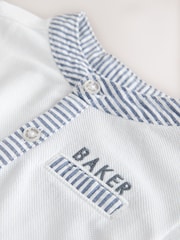 Baker by Ted Baker Grandad Collar White/Blue Shirt and Stripe Shorts Set - Image 5 of 6