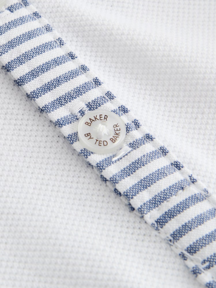 Baker by Ted Baker Grandad Collar White/Blue Shirt and Stripe Shorts Set - Image 6 of 6