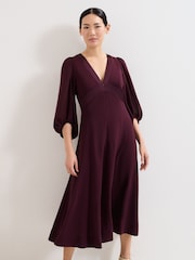 Phase Eight Red Vera Burgundy Dress - Image 3 of 7