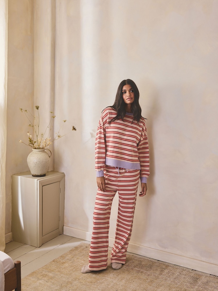 Pink/Red Stripe Wide Leg Joggers - Image 2 of 9