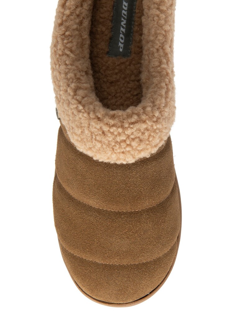 Dunlop Brown Faux Suede Mule Slippers - Image 4 of 4 Dunlop Brown Faux Suede Mule Slippers - Image 4 of 4