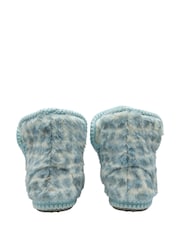 Dunlop Blue Faux Bootie Pom Pom Slippers - Image 3 of 4