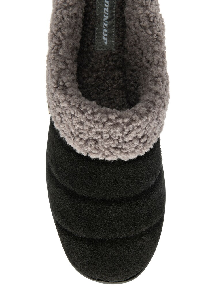 Dunlop Black Faux Suede Mule Slippers - Image 4 of 4 Dunlop Black Faux Suede Mule Slippers - Image 4 of 4