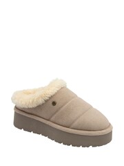 Dunlop Cream Faux Suede Mule Slippers - Image 1 of 4
