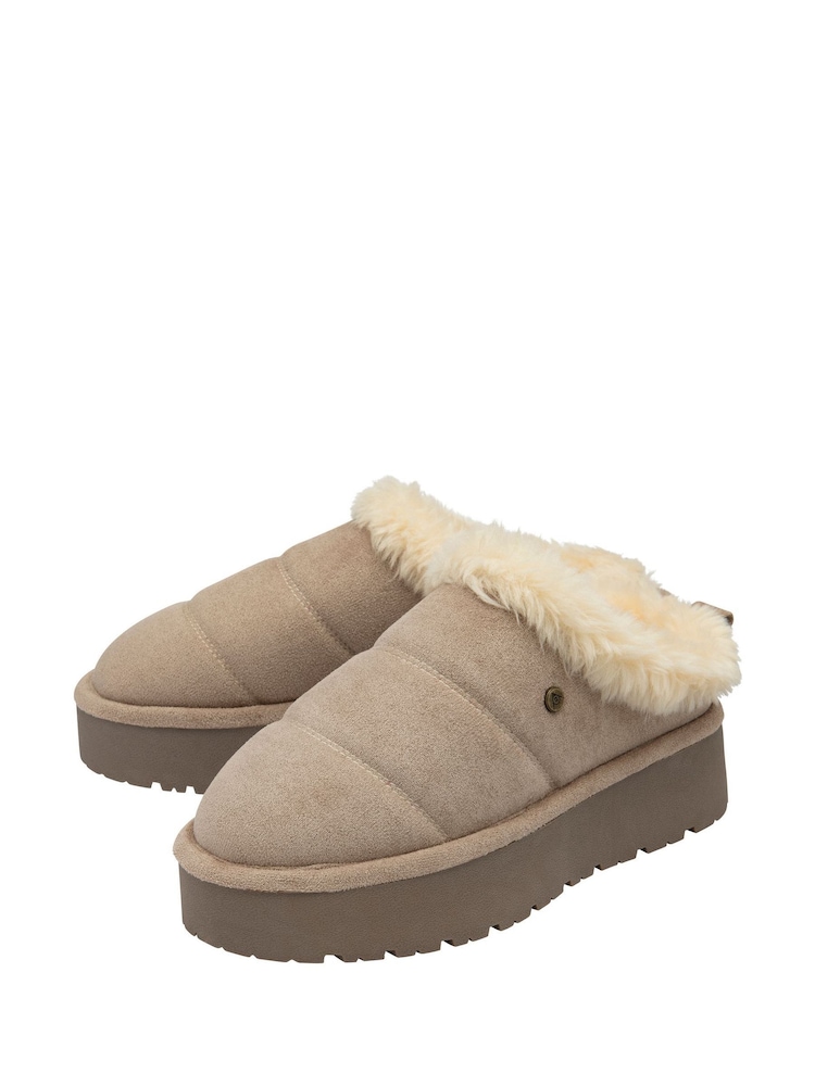 Dunlop Cream Faux Suede Mule Slippers - Image 2 of 4