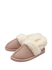 Dunlop Pink Faux Suede Collar Full Slippers - Image 2 of 4