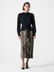 French Connection Black Arezzo Long Sleeve Waist Tie Shirt - Image 3 of 4