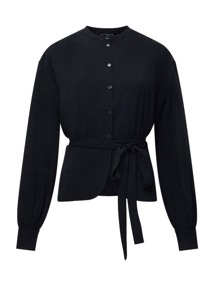 French Connection Black Arezzo Long Sleeve Waist Tie Shirt - Image 4 of 4