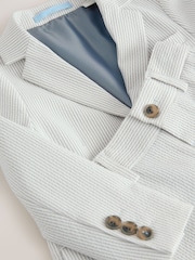 Baker by Ted Baker White/Blue Seersucker Textured Suit Jacket and Shorts Set - Image 11 of 12