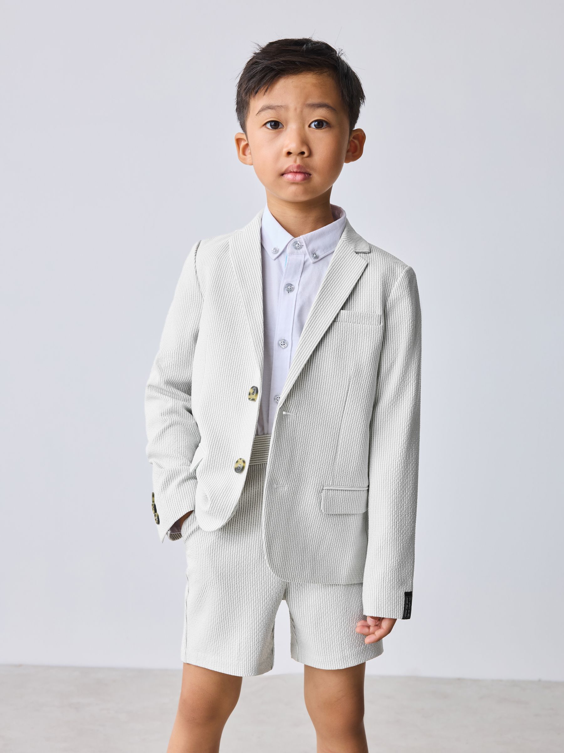 Buy Baker by Ted Baker White/Blue Seersucker Textured Suit Jacket