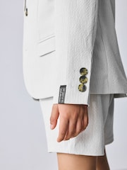 Baker by Ted Baker White/Blue Seersucker Textured Suit Jacket and Shorts Set - Image 8 of 12