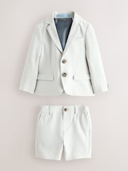 Baker by Ted Baker White/Blue Seersucker Textured Suit Jacket and Shorts Set - Image 9 of 12