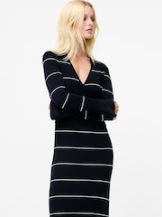 French Connection Blue Ottie Knitted Stripe Maxi Dress - Image 3 of 4
