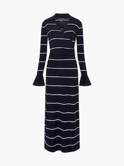 French Connection Blue Ottie Knitted Stripe Maxi Dress - Image 4 of 4