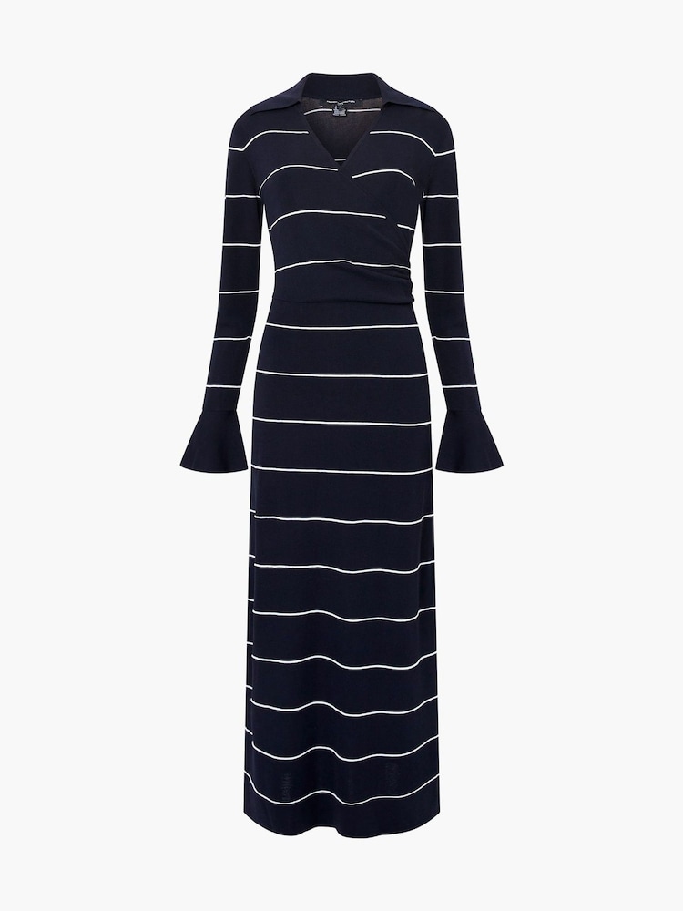 French Connection Blue Ottie Knitted Stripe Maxi Dress - Image 4 of 4