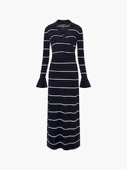 French Connection Blue Ottie Knitted Stripe Maxi Dress - Image 7 of 7