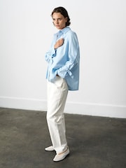 French Connection Blue Cambria Longline Side Slit Shirt - Image 6 of 7