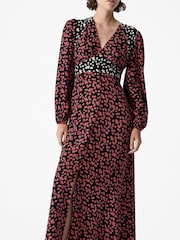 French Connection Red Harriet Delphine Midi Dress - Image 3 of 4