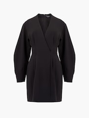 French Connection Black Azra Twill Wrap Dress - Image 5 of 5