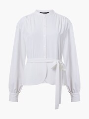 French Connection White Arezzo Long Sleeve Waist Tie White Shirt - Image 1 of 1