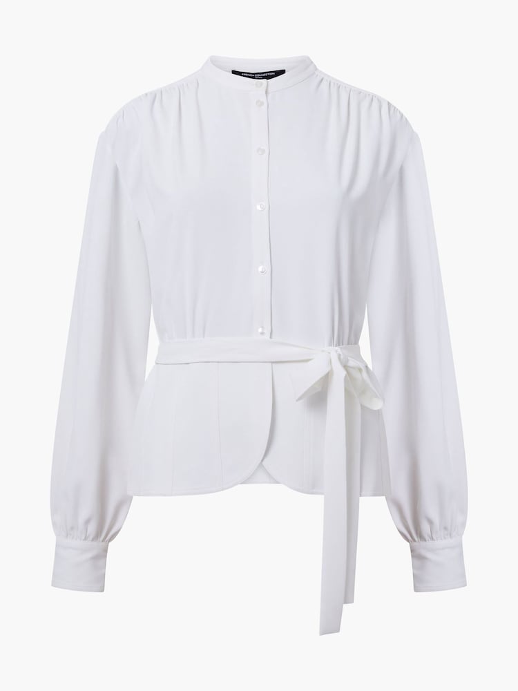 French Connection White Arezzo Long Sleeve Waist Tie White Shirt - Image 1 of 1 French Connection White Arezzo Long Sleeve Waist Tie White Shirt - Image 1 of 1