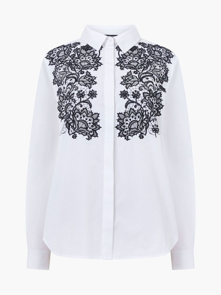 French Connection White Cambria Contrast Floral Print Shirt - Image 1 of 1 French Connection White Cambria Contrast Floral Print Shirt - Image 1 of 1