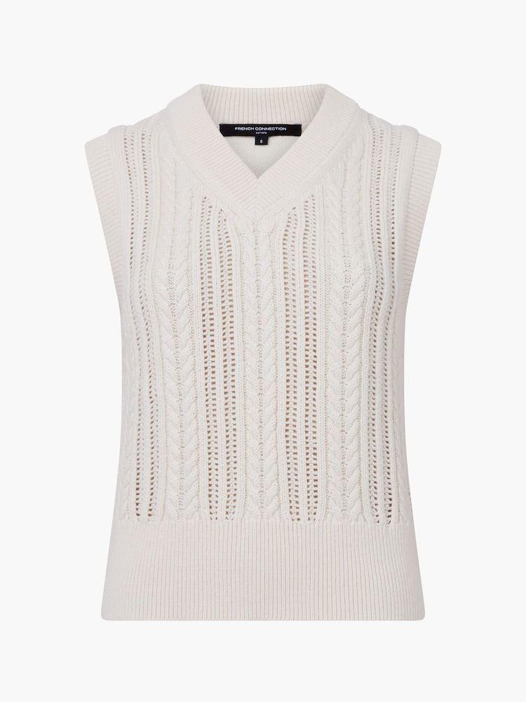 French Connection Natural Glinda Cable Knit Vest - Image 6 of 6 French Connection Natural Glinda Cable Knit Vest - Image 6 of 6