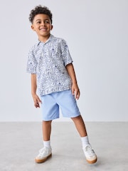 Baker by Ted Baker Blue Linen Blend Shirt and Shorts Set - Image 1 of 11