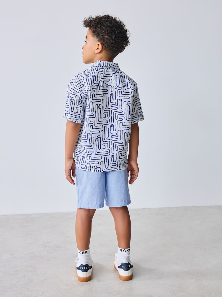 Baker by Ted Baker Blue Linen Blend Shirt and Shorts Set - Image 2 of 11