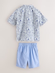 Baker by Ted Baker Blue Linen Blend Shirt and Shorts Set - Image 6 of 11