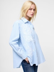 French Connection Blue Cambria Cott Embroidered Shirt - Image 3 of 4