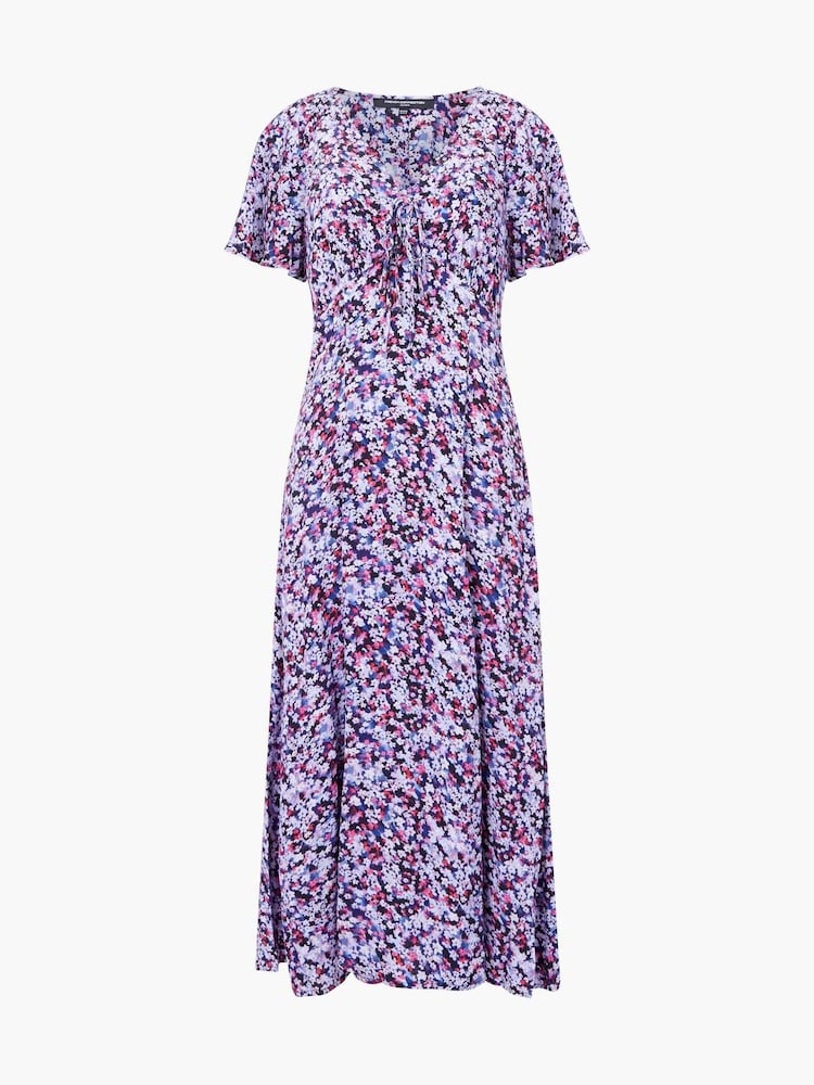 French Connection Blue Lizzy Crepe V-Neck Midi Dress - Image 4 of 4 French Connection Blue Lizzy Crepe V-Neck Midi Dress - Image 4 of 4