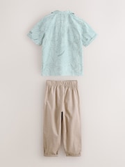 Baker by Ted Baker Stone All Over Print Linen Blend Shirt and Trousers Set - Image 2 of 8